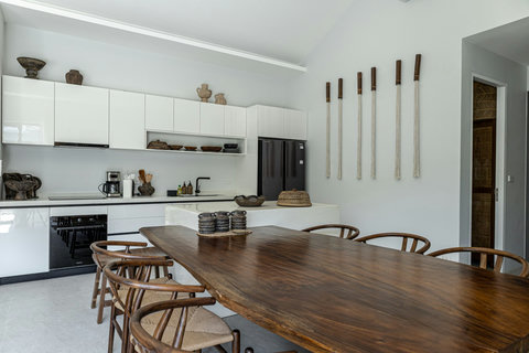 Solid wood dining table for six