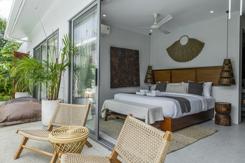 Bedroom opening straight onto the pool terrace