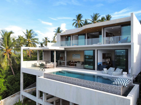 Modern hillside villa in Maenam with private pool, terraces and panorami