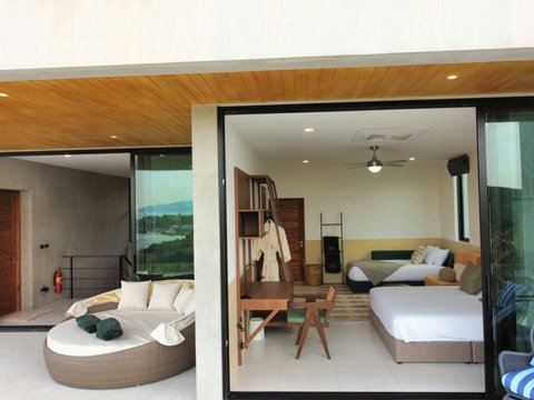 Spacious bedroom suite opening onto the terrace, designed for comfort and
