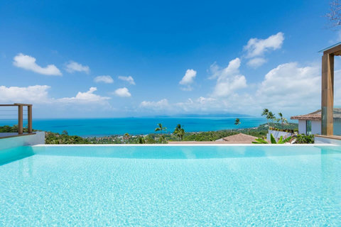Infinity-edge pool looking north to Koh Phangan