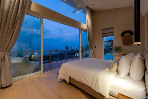Bedroom 1 at sunset, sea view from bed