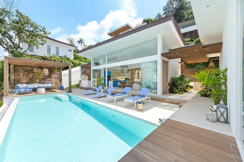 Pool deck from the garden side
