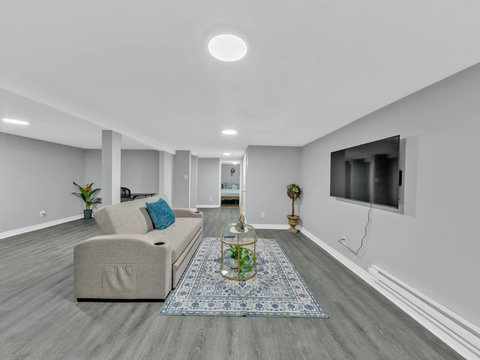 Basement TV area with Sofa Bed