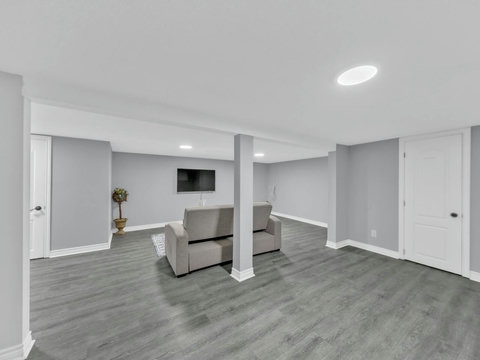 Basement TV area with Sofa Bed