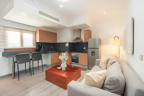 Fully furnished Living Room + Kitchen