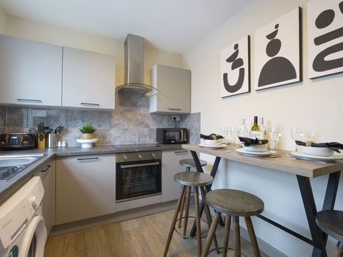 Enjoy the fully equipped communal kitchen, featuring a microwave, kettle, toaster, air fryer, coffee maker, washing machine, dryer, crockery, cutlery, and wine glasses. Perfect for preparing meals and snacks during your stay.