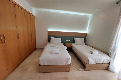 Each en suite room has it's own private bathroom, wardrobe, and smart TV, with  balcony or window overlooking the private pool or the private front yard, Hospitality serviced rooms  housekeeping, laundry, bath supplies, hairdryer, linens and towels