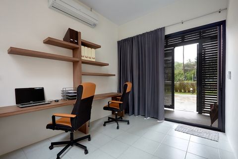 Office area has 2 working spaces. WiFi is free and high speed.