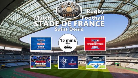 Stade de France Saint Denis
* A seulement 8 km, soit 15 minutes en voiture
* Matchs de Rugby, Coupe mondiale & Football