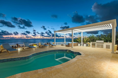 Pool area at sunrise