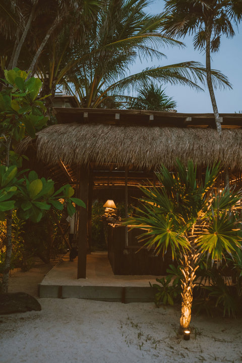 BEACH BAR- - Evening resort bar entrance