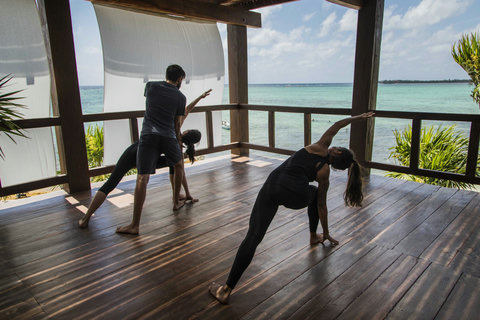 Bodies ease into motion as the deck warms underfoot, each stretch opening wider to light, breeze, and horizon.