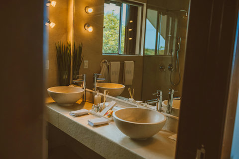 SUITE - Dual vessel sinks and modern design.