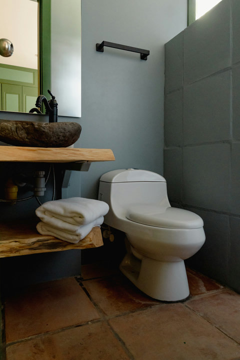 Bathroom  - ✨ Step into serenity with our modern rustic bathroom, where natural elements and soft lighting create the perfect haven to unwind. Enjoy plush towels and a tranquil ambiance in a space designed for pure relaxation. 🌿🚿
