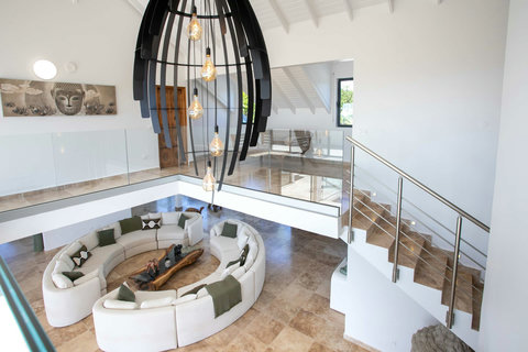 Stairs from indoor living room to Bedroom 3 and 4.