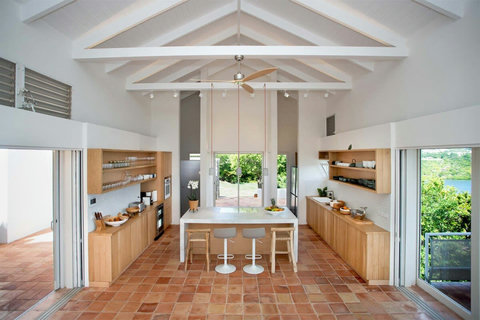 A spacious open air kitchen