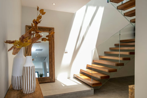 Stairs From Bedrooms to Living Area