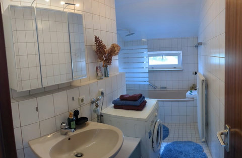 Badezimmer mit Badewanne und integrierter Dusche