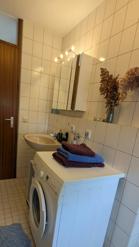 Waschbecken und Waschmaschine 