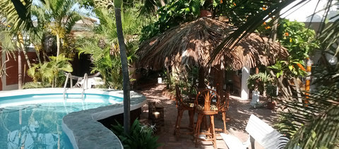 pool and social area under our tiki hut
