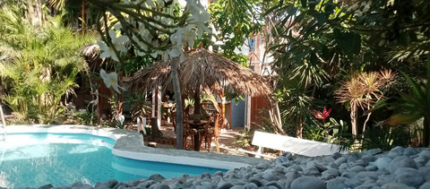 pool and social area under our tiki hut