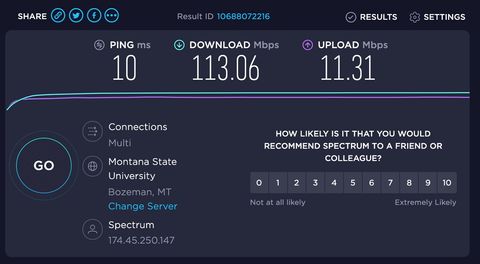WiFi speed from Speedtest