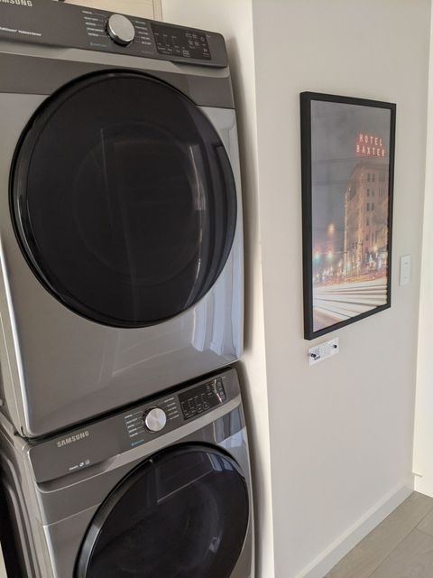 Brand new Samsung stackable washer and dryers to use during your stay.
