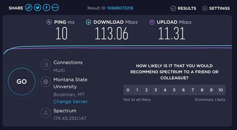 WiFi speed from Speedtest
