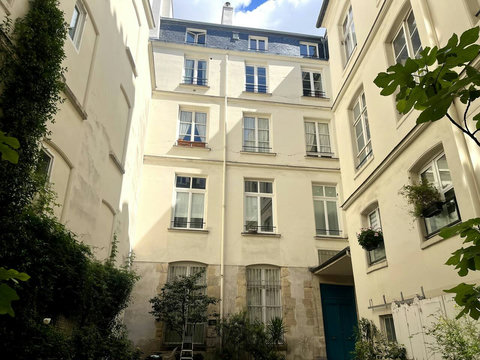A well-maintained garden courtyard