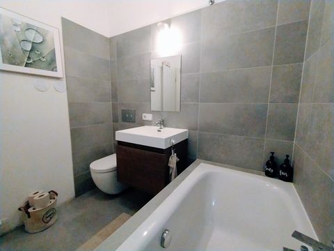 Modern bathroom with bathtub