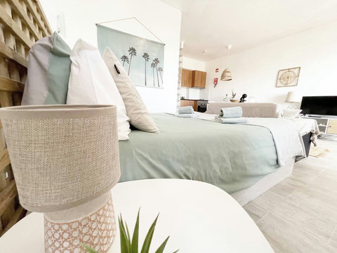 Studio: Sideview from queen bed.