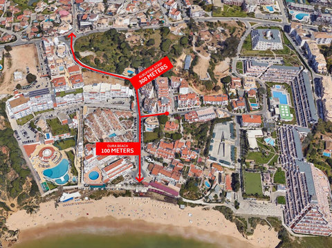 Map: Only 150m to the beach and 300m to Albufeira Strip