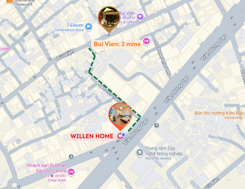 Prime location in the heart of District 1, just a 2-minute walk from Bui Vien. Guests can easily access a variety of convenience stores, cafes, and restaurants nearby, making it a perfect base for exploring the vibrant city life
