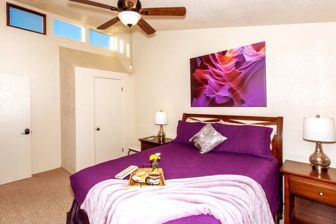 Balcony Bedroom #1 (Antelope). Transom windows let in plenty of natural light. Lots of storage space in closet and cubbies. 