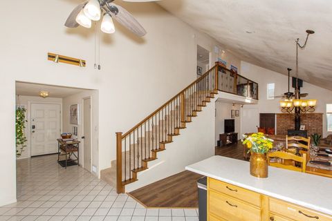 Guest bedrooms and bathroom are on balcony level.