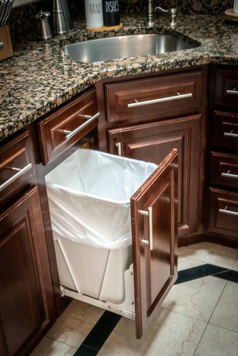 trash container in kitchen