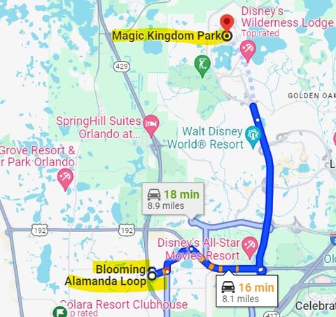 16 min to Magic Kingdom Theme Park