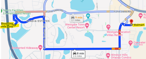 8 min to Walmart