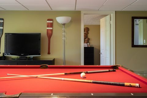 Pool Table and Second TV in Basement