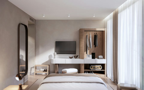 This is a render – the property will match this design by May 1