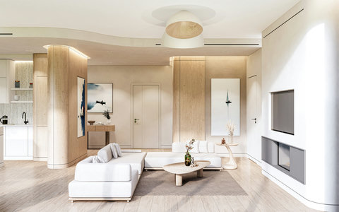 This is a render – the property will match this design by May 1