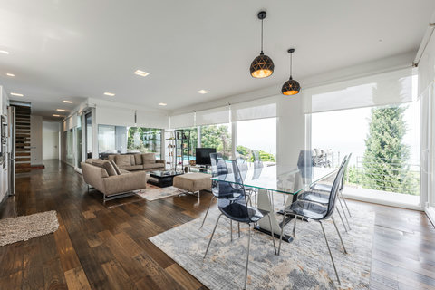 Living room and dining area