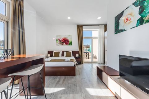 Living room and bedroom of the studio