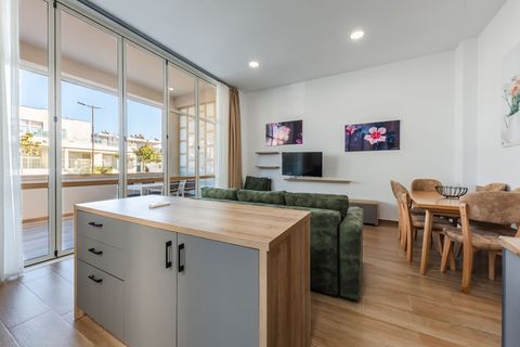 Living room and fully-equipped kitchen