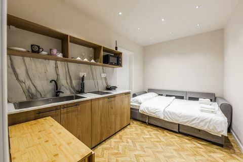 Living room and fully-equipped kitchen