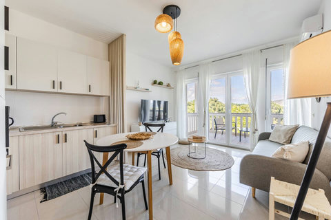 Living room and dining area