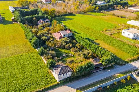 Farm drone shot from the left