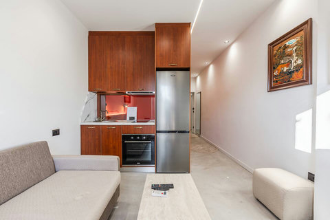 Fully-equipped kitchen and living room