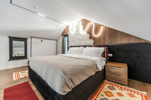 Bedroom located in the first floor with a double bed